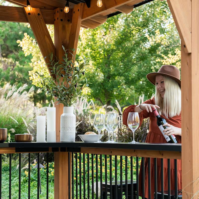 Backyard Discovery Granada 10x9' Cedar BBQ Grill Gazebo w/ Steel Roof