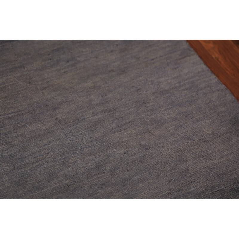 Hand Knotted Oriental 100% Wool Carpet Modern Solid Greys & Charcoal Gabbeh Runner Rug - 9' 9'' X 2' 10''