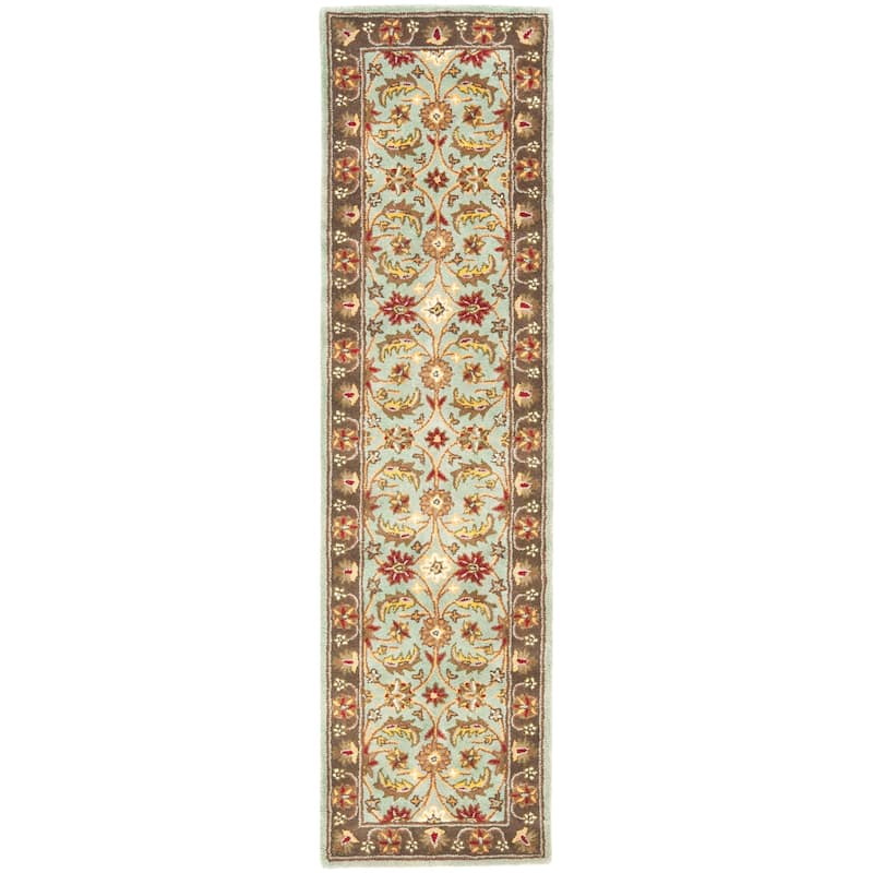 SAFAVIEH Handmade Heritage Owena Traditional Oriental Wool Rug - 2'3" x 12' Runner - Blue/Brown