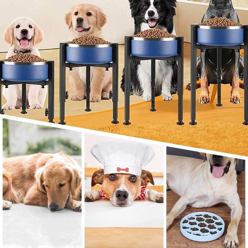 Dog Food Bowl Stand , Adjustable Puppy Bowl Holder - 9"x6"x3"