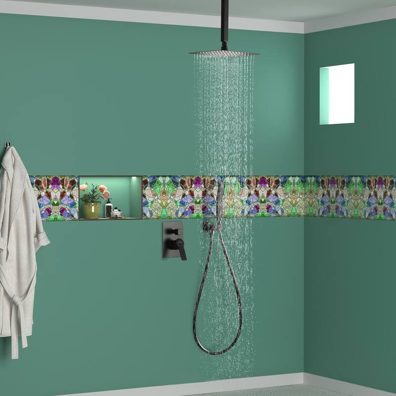 10 in. Ceiling Mount Dual Shower Heads with Pressure Balance Valve - 10"