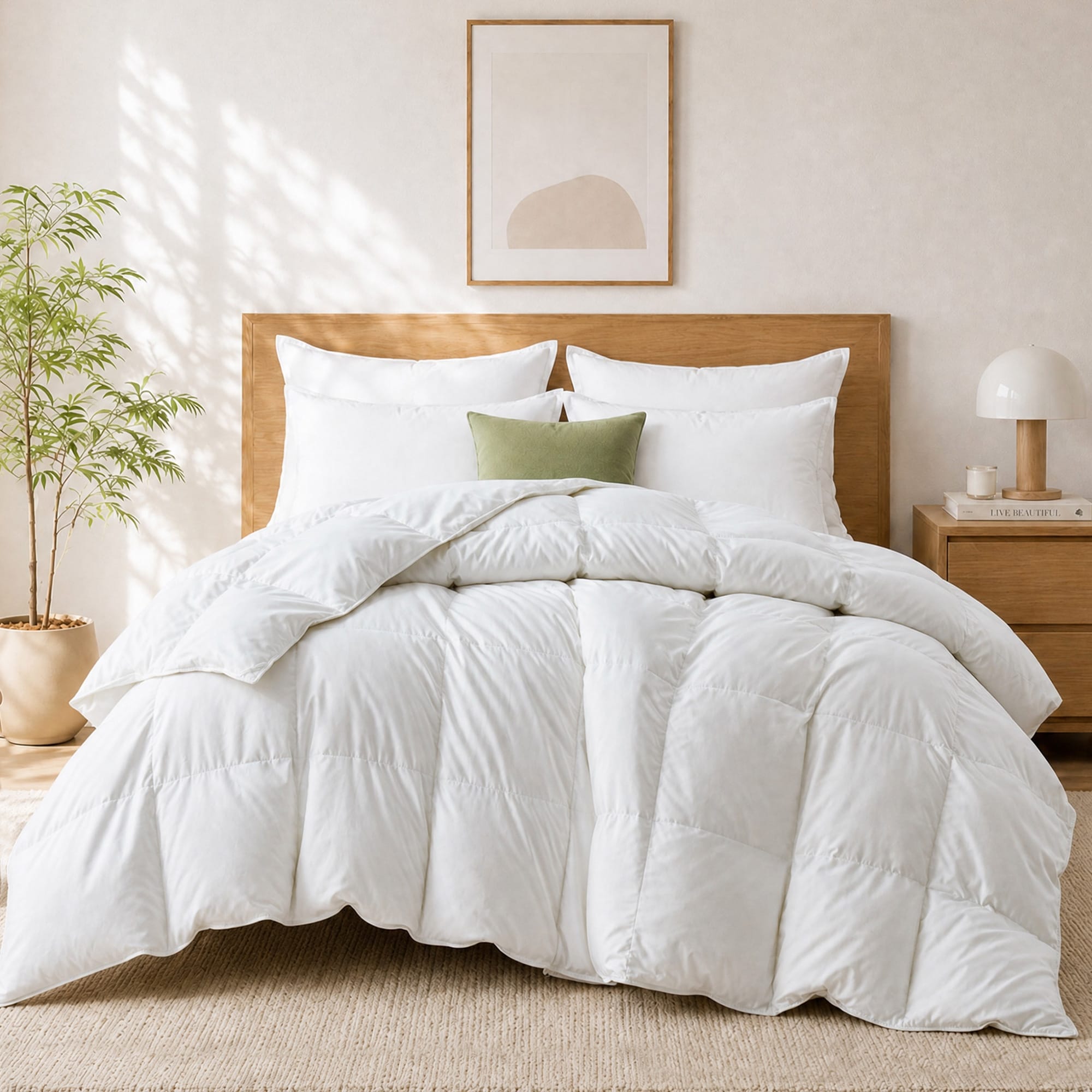 All Season Lightweight & Medium Weight White Goose Feather Down Comforter Duvet Insert
