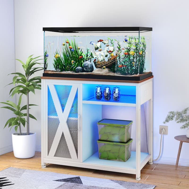 Moasis 50 Gallon Aquarium Stand with Power Outlets & LED Light