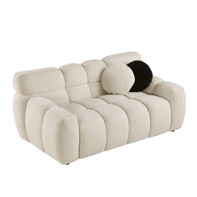 3 Seat Boucle Sofa with Two Pillows