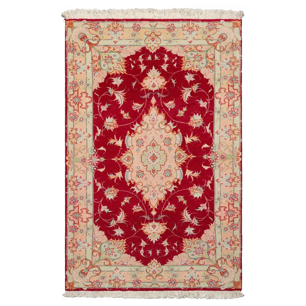 2'6''x4 Hand Knotted Wool Fuschia Traditional 300 KPSI Area Rug - 2' 6'' x 4'