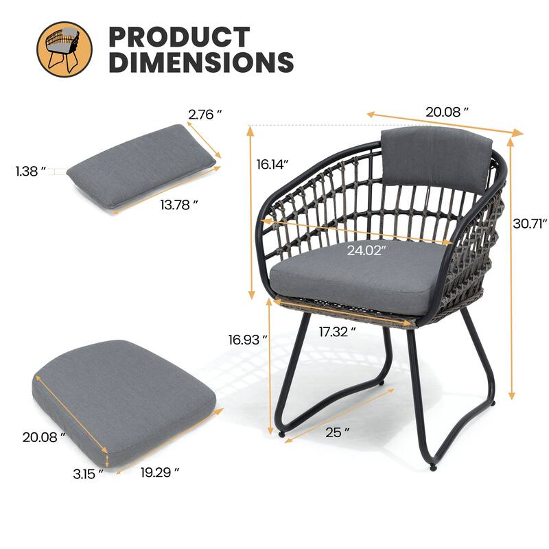 7-Piece Outdoor Patio Dining Set Aluminum Table with Umbrella Hole with Rattan Chairs