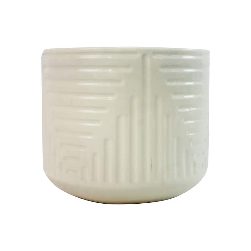 Ceramic Flowerpot, Modern Planter for Patio, Garden, Windowsill - Milk White