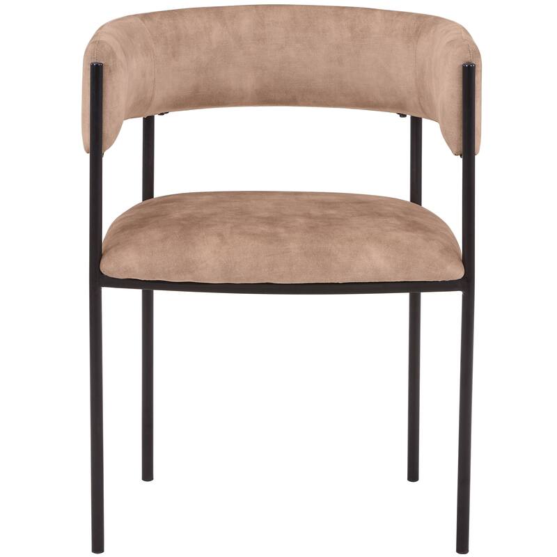 Dining Chair in Leather with Open-Back and Powder Coated Iron Legs Set of 4