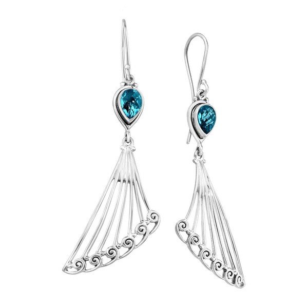 Sajen Celestian Paraiba Quartz Winged Earrings in Sterling Silver