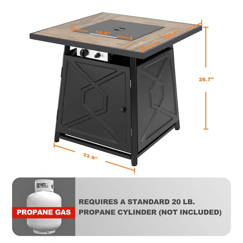 Outdoor 28 Inch 50,000 BTU Propane Gas Fire Pit Table with Cover - 28 inches