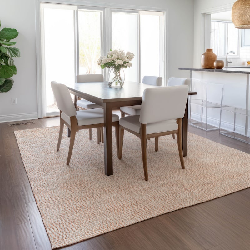 Machine Washable Indoor/ Outdoor Solid Causal Chantille Rug