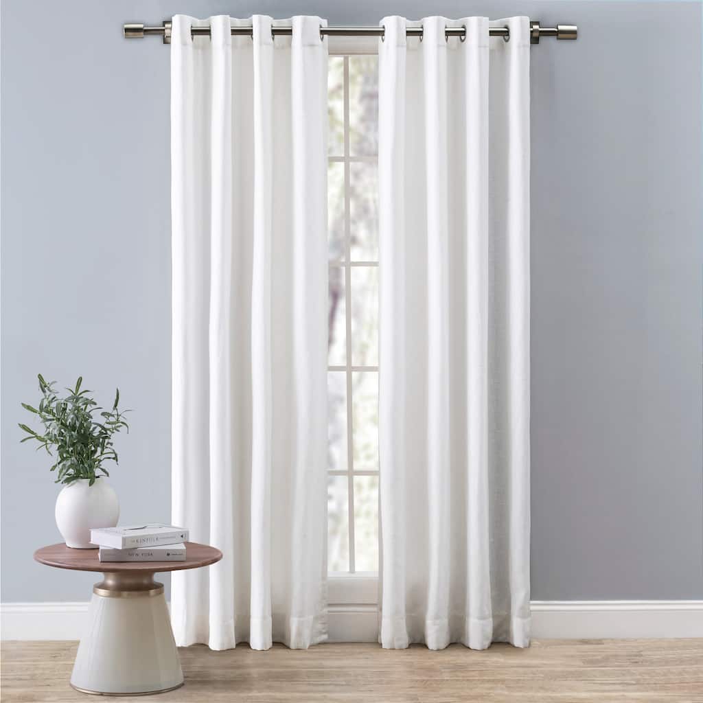 New Castle Gorgeous Slubbed Linen Lined Grommet Curtain Panel