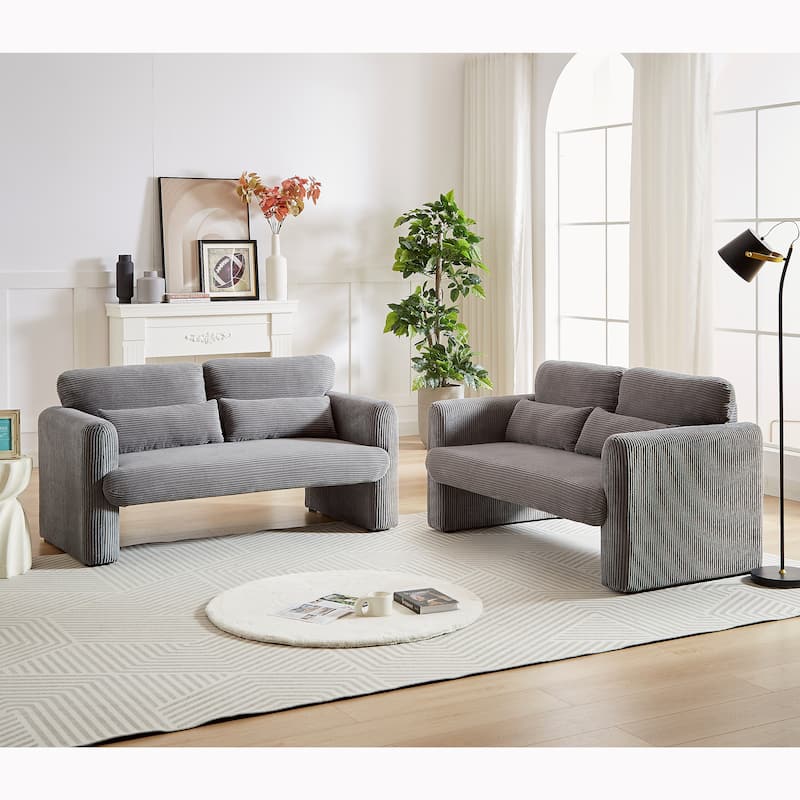 GDFStudio - Emiliano Sofa Set in Premium Corduroy with Elegant Design and Superior Comfort