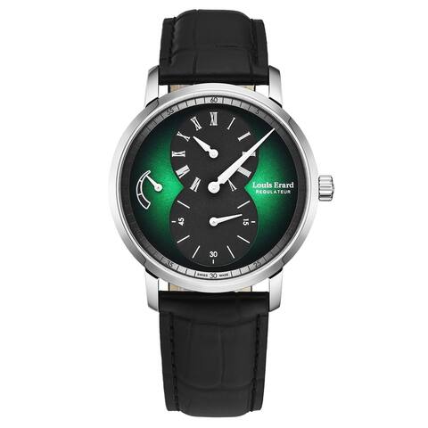 Louis erard men's 'excellence' green/black dial black leather strap manual wind watch