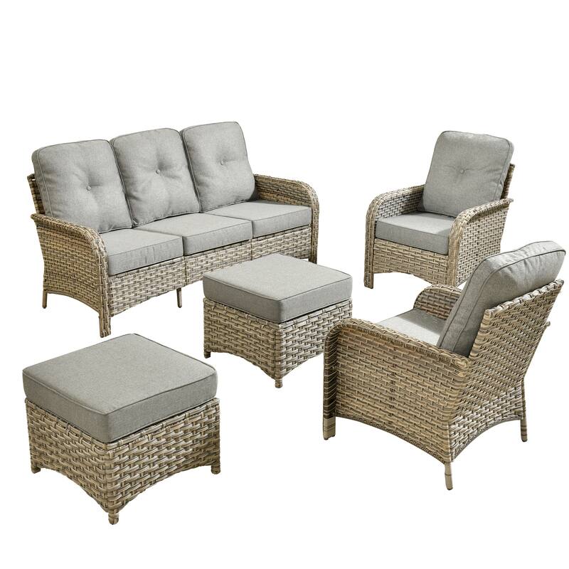 XIZZI Outdoor Patio Furniture Conversation Set with Fire Table