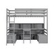 preview thumbnail 6 of 4, Grey Wood Loft Bed Frame with Drawers, Desk and Seat, Twin Size Loft Bed with Underneath All-in-One Cabinet and Shelf for Kids