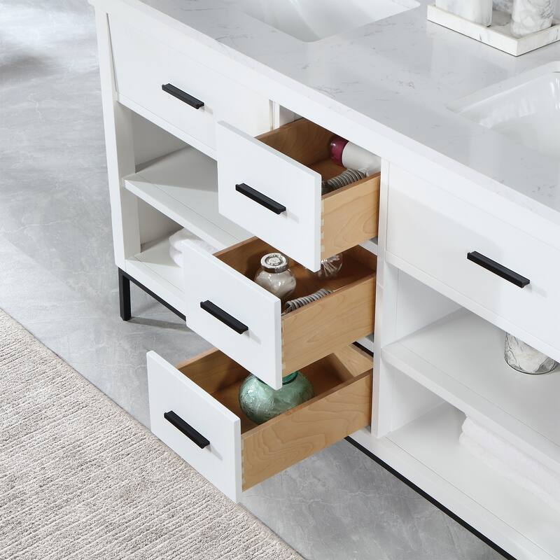 Altair Kesia Bathroom Vanity with White Composite Stone Top without Mirror