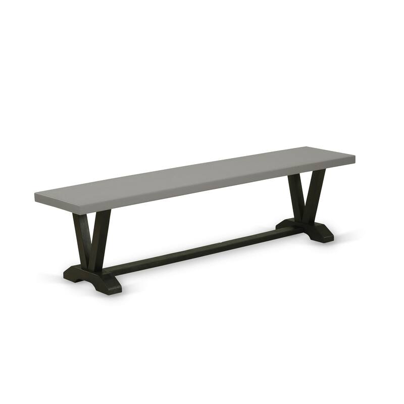 East West Furniture V-Style Modern Dining Room Bench with Wooden Seat, 72x15x18 Inch(Finish Options) - 72