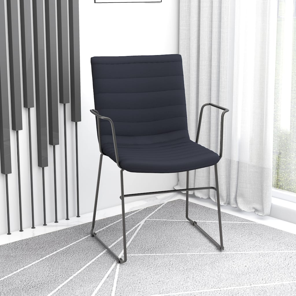 Zylar Ergonomic Guest Chair with Leather, Stainless Steel Base, High-Density Foam, Modern Design for Office or Waiting Room