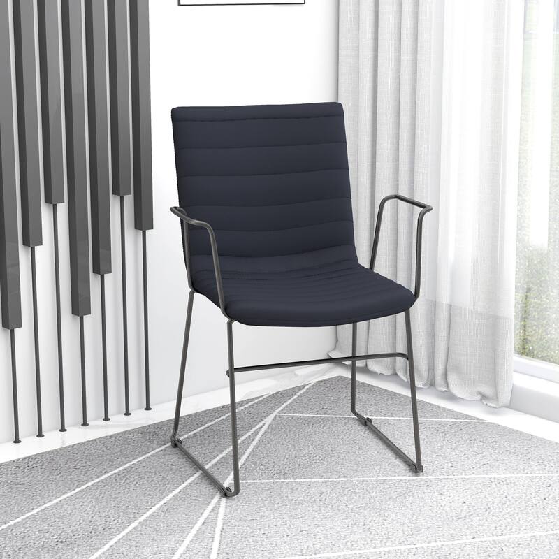Zylar Ergonomic Guest Chair with Leather, Stainless Steel Base, High-Density Foam, Modern Design for Office or Waiting Room