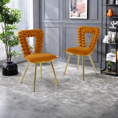 Fabric Modern Chairs (Set of 2) with Iron Tube Legs, Soft Cushions, and Comfortable Backrest