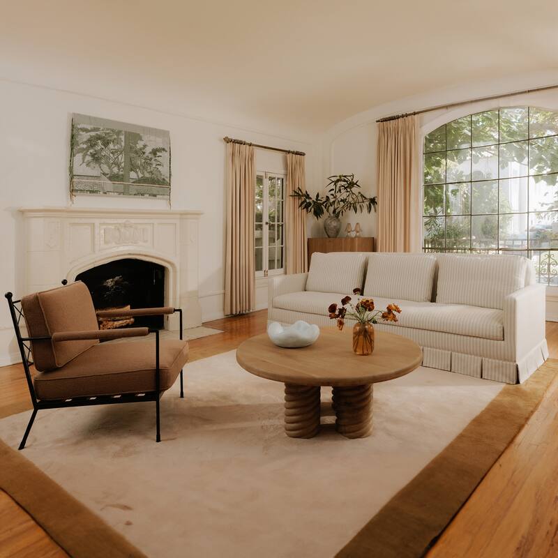 NADAAL STUDIOS Auronel Occasional Chair, Hammered Iron Frame, Terracotta Recycled Blend Upholstery