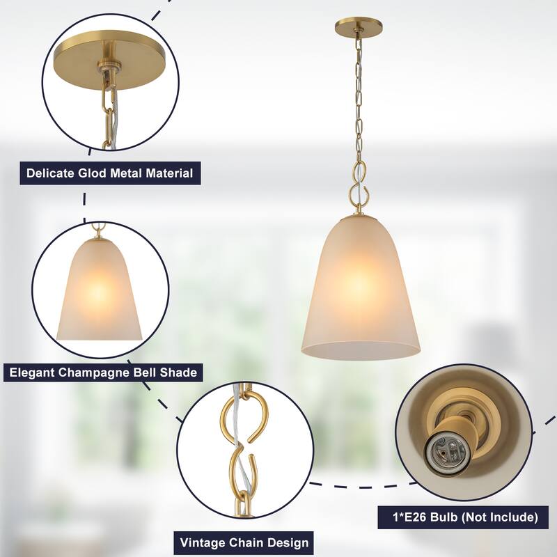 Modern Champagne Bell Pendant Light Lighting for Kitchen Island