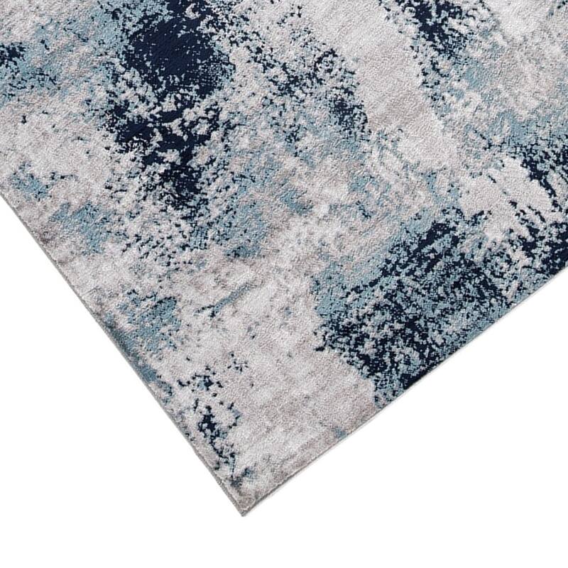 Nel 8 x 10 Large Area Rug, Machine Woven Abstract Design, Blue White - 8 x 10