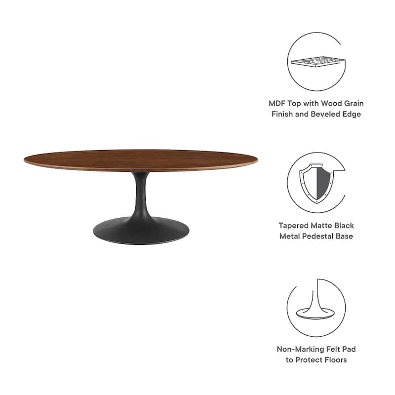 48" Oval-Shaped Walnut Coffee Table, Black Walnut