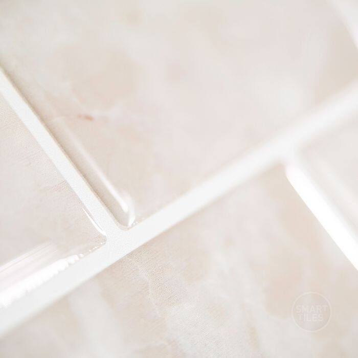 Smart Tiles Self Adhesive Wall Tiles - Subway Sora - 4 Sheets of 10.95'' x 9.70'' Kitchen and Bathroom Stick on Tiles