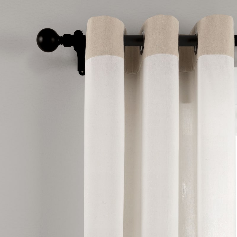 Lush Decor Faux Linen Grommet Colorblock Window Curtain Single Panel - 84" x 40"