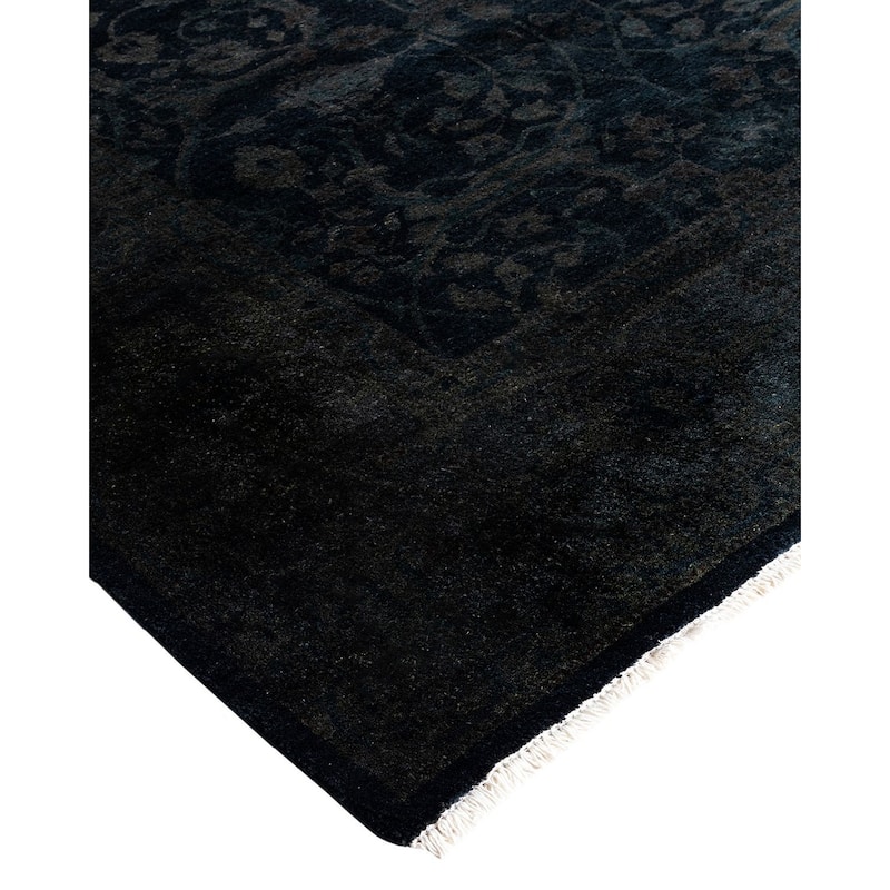 Fine Vibrance One-of-a-Kind Hand-Knotted Area Rug - Black, 4' 2" x 6' 3" - 4' 2" x 6' 3"