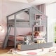 preview thumbnail 14 of 23, Twin Over Twin House Bunk Bed w/ 1 Storage Box, 1 Shelf, 2 Drawers, Window