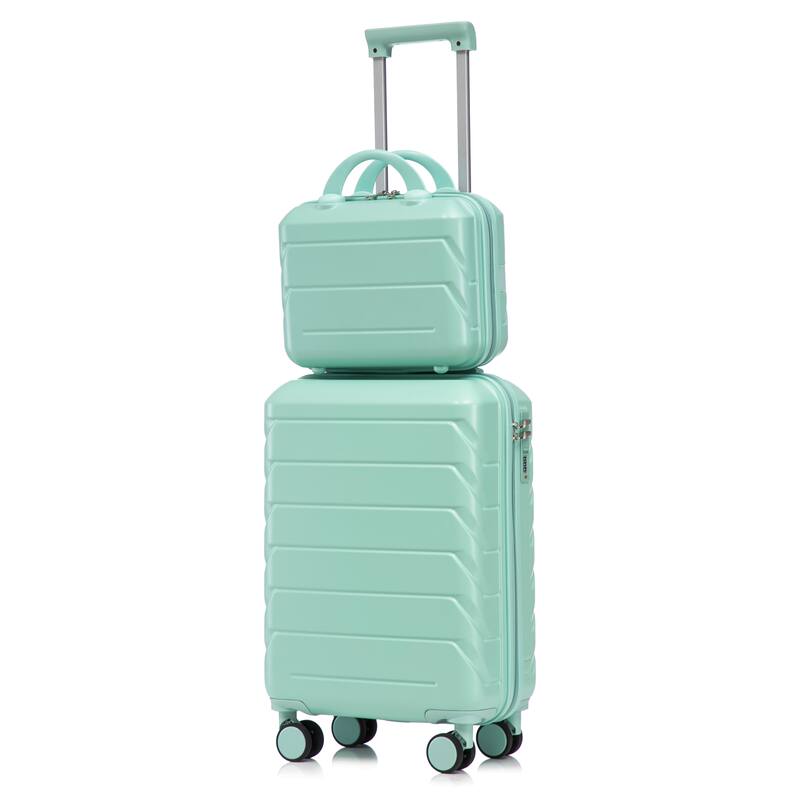 14"/20" ABS Spinner Wheel Luggage w/Combination Lock & Cosmetic Case