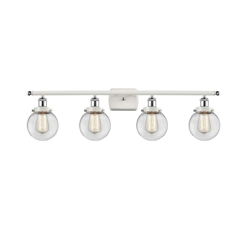 Innovations Lighting 916-4W-11-36 Beacon Vanity Beacon 4 Light 36" - White and Polished Chrome / Clear