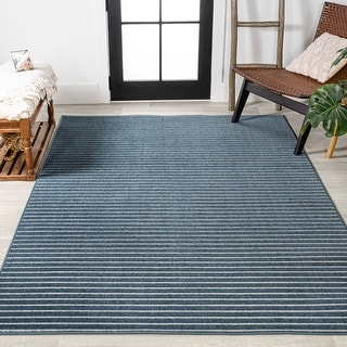 JONATHAN Y Maribo Minimalist Scandi Striped Navy/ivory Area Rug