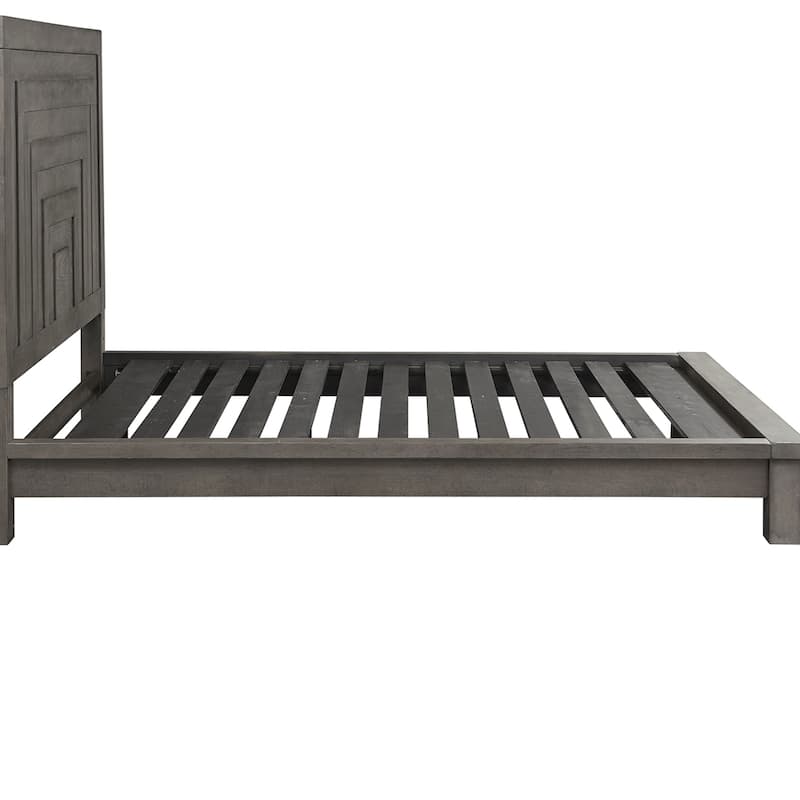 Modern Farmhouse Dusty Charcoal Distressed Queen Platform Bed