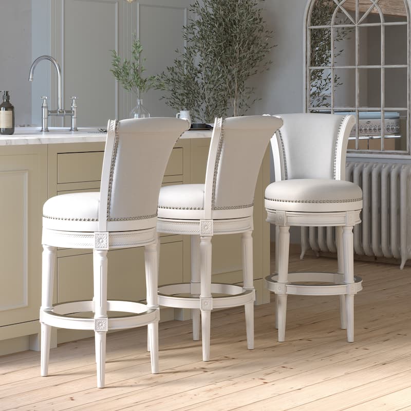 NewRidge Home Goods Chapman Counter Height 26in. Swivel Barstool, Farmhouse White