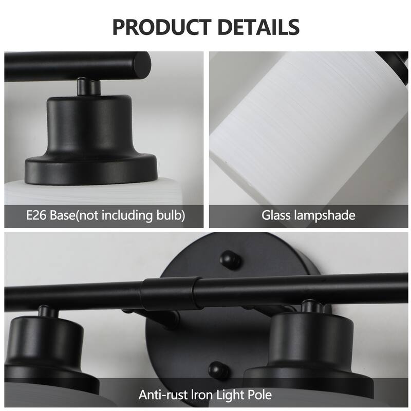 24" Modern 4-Light Vanity Wall Sconce, with Frosted Glass Shades for Bathroom or Hallway Lighting (No Bulbs)