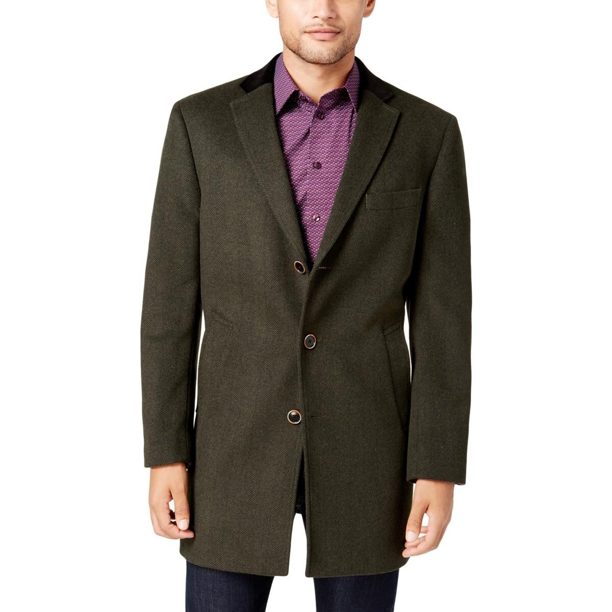 Shop Tallia Mens Dress Coat Winter Herringbone Xl Overstock