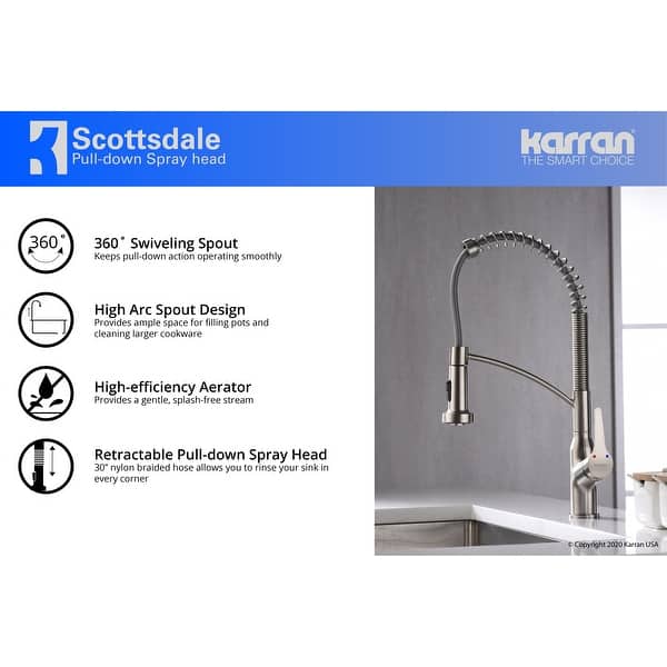 Karran Scottsdale Single Handle Pull Down Sprayer Kitchen Faucet Overstock 32357289