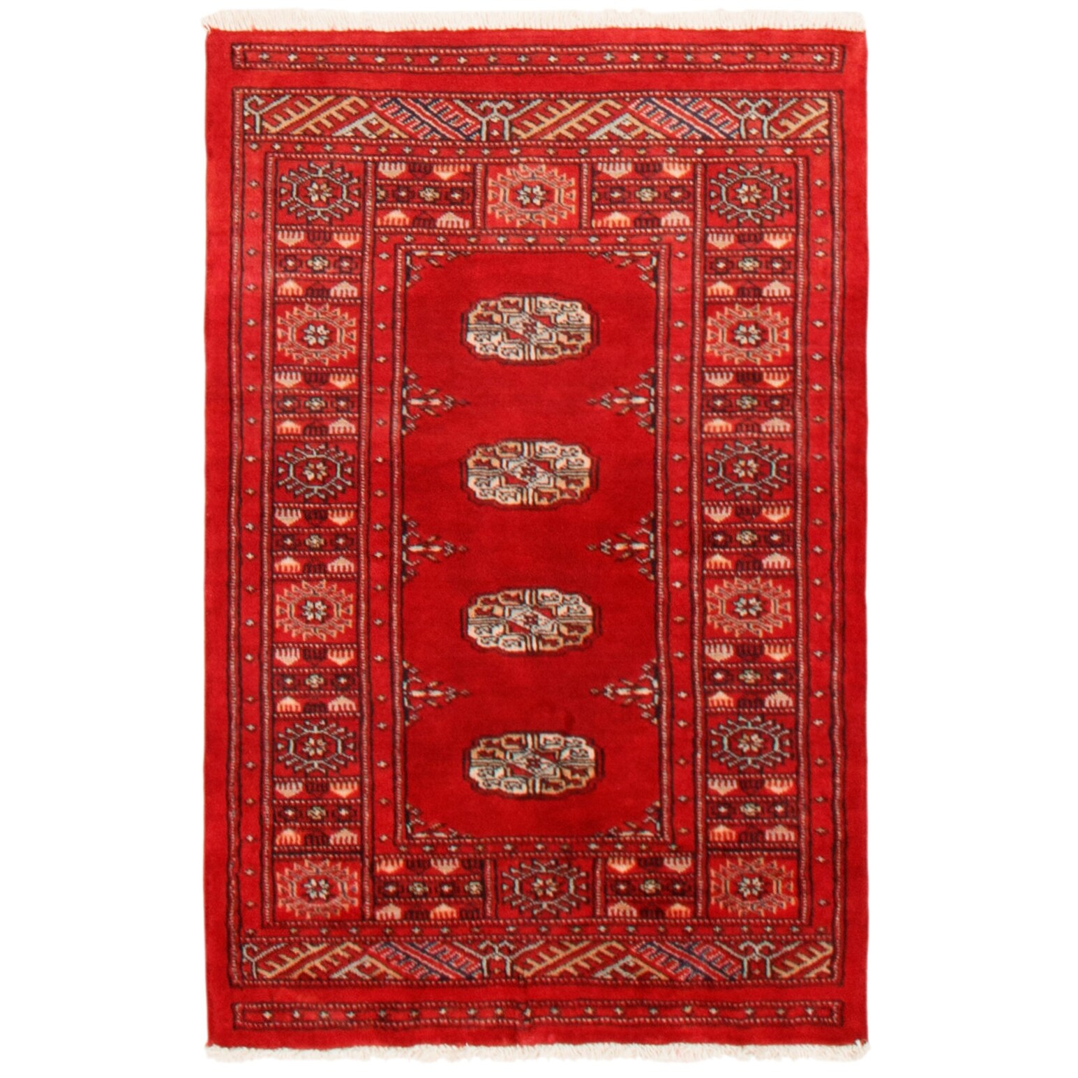 eCarpet Gallery Area Rug for Living Room Bedroom 346350 Hand-Knotted Wool Rug Bold and Colorful Bordered Red Kilim 4'3 x 5'10 eCarpet Gallery Area Rug for Living Room Bedroom 346350 Hand-Knotted Wool Rug Bold and Colorful Bordered Red Kilim 4'3 x 5'10