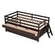 preview thumbnail 13 of 14, Espresso Twin Size Solid Wood Low Loft Bed with Full Safety Fence, Climbing ladder, Storage Drawers and Trundle