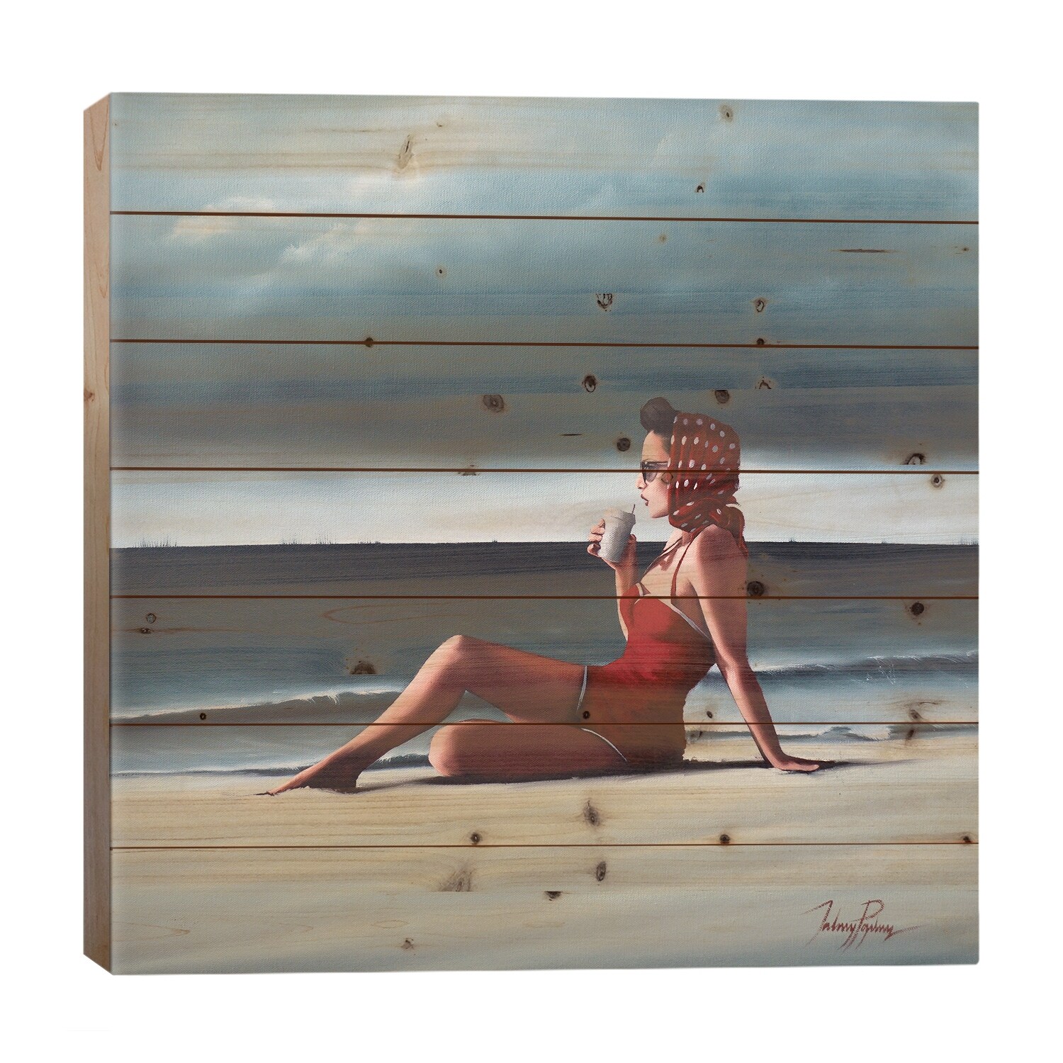 Summers End Print On Wood by Johnny Popkess - Multi-Color