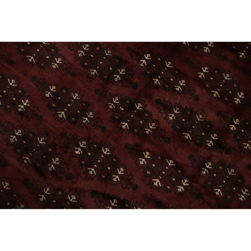 Hand Knotted Oriental 100% Wool Carpet Traditional Geometric Red Bokhara Area Rug - 13' 4'' X 8' 3''