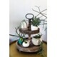 preview thumbnail 3 of 27, Distressed Wood 2-Tier Tray with Metal Handle