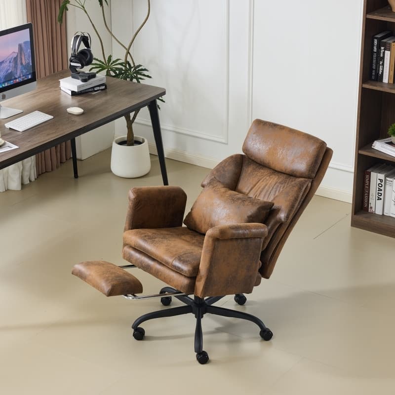 29.53 Inch High Back With Footrest Reclining Swivel Office Chair With Adjustable Arms