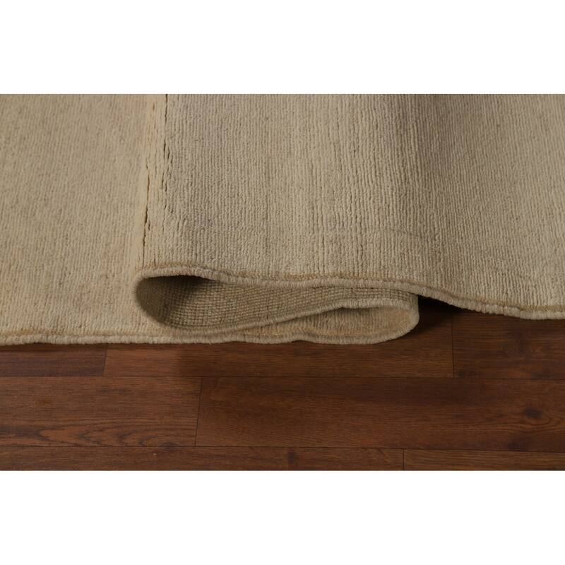 Modern Gabbeh Runner Rug Hand-Knotted Solid Wool Carpet - 2'9"x 9'7"