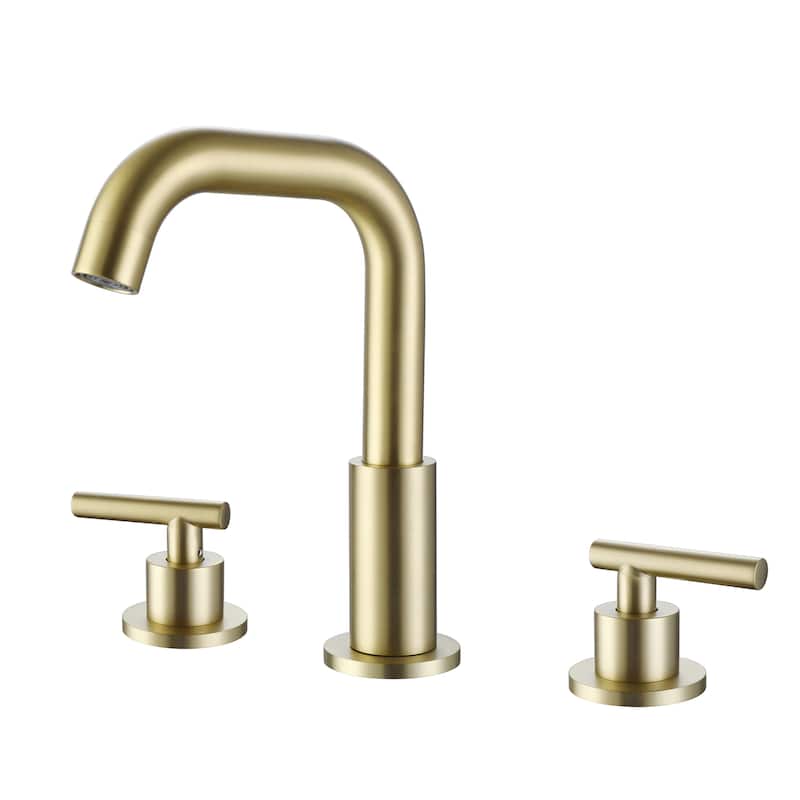 Modland 3-Hole Bathroom Faucet with 360-degree Swivel Spout, CUPC Certified & Leak-Proof, Luxury Brushed Gold - Brushed Gold