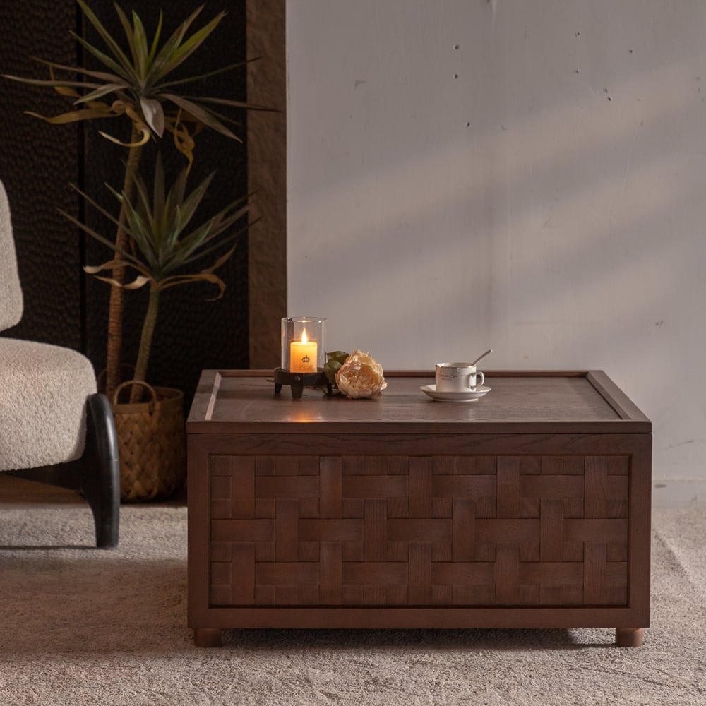 Farmhouse Coffee Table with Storage Large Square Coffee Table